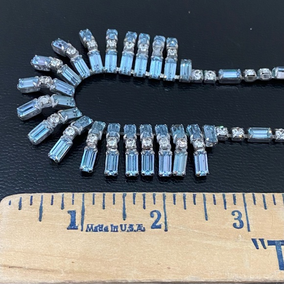 Vintage Unsigned Juliana? Purplish Blue Topaz Bib Statement Choker Necklace 35g - Picture 9 of 16